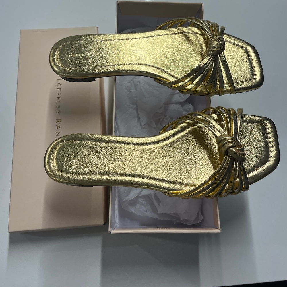 Loeffler Randall Izzie Gold Leather Knot Sandal- NEVER WORN!